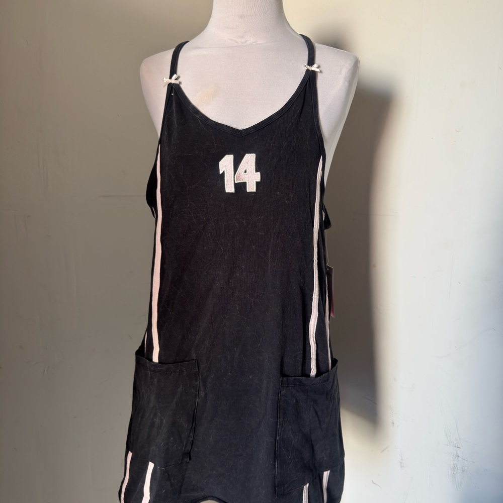 Black Racerback Apron Dress with pink Number 14